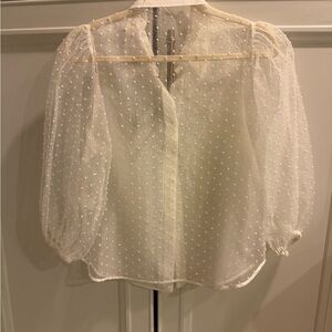 Zara never worn sheer puff sleeve blouse. Size M white